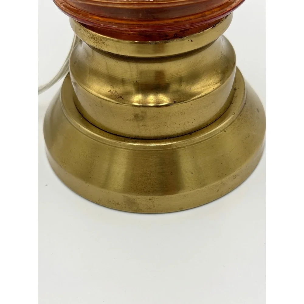 Vintage Eagle Table Lamp Amber Glass Brass Tone